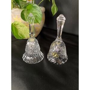 Lot of 2 Crystal Bells – Zajecar 24% Lead Crystal & Faceted Scalloped Bell